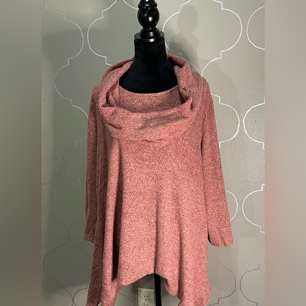 New Directions Coral Cowl Neck Sweater 2X